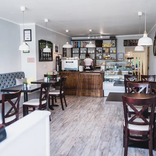 A full view of the cafe interior
